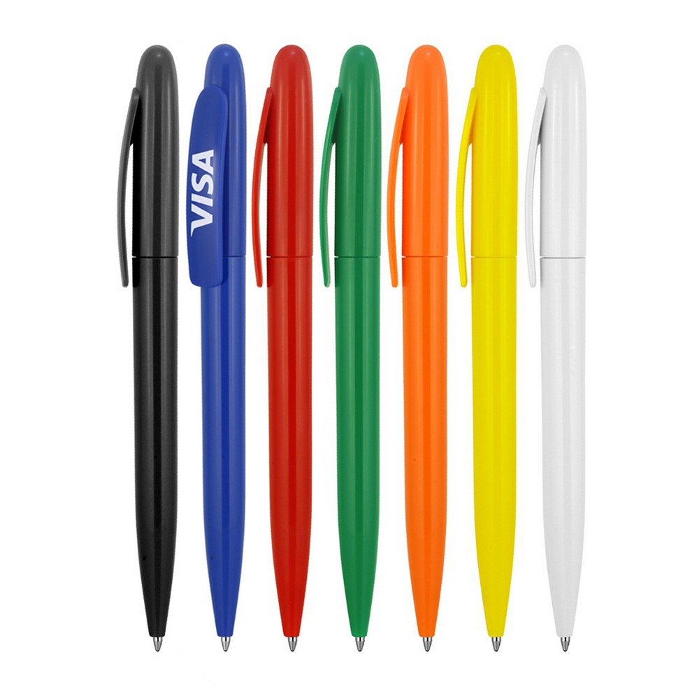Z431 - Plastic Pen Ballpoint Gloss Solid Colours Sierra