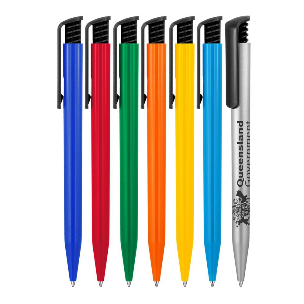 Z894 - Plastic Pen Ballpoint Gloss Black Clip Tia