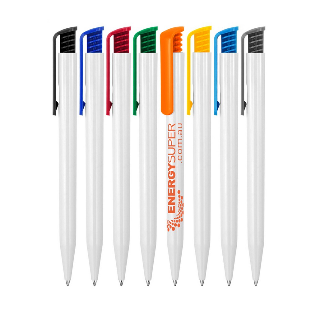 Z896 - Plastic Pen Ballpoint Gloss White Tia